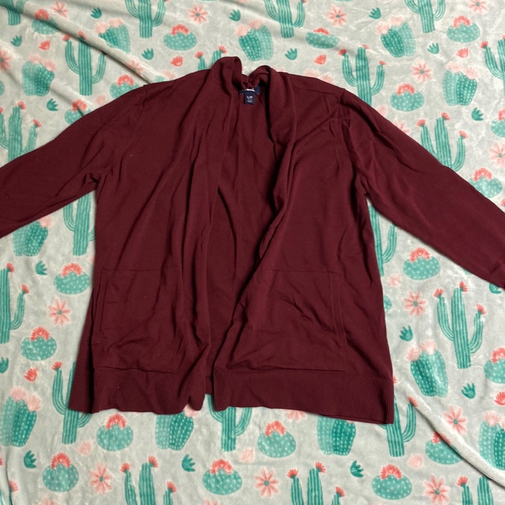 Maroon Lands' End Cardigan Size L